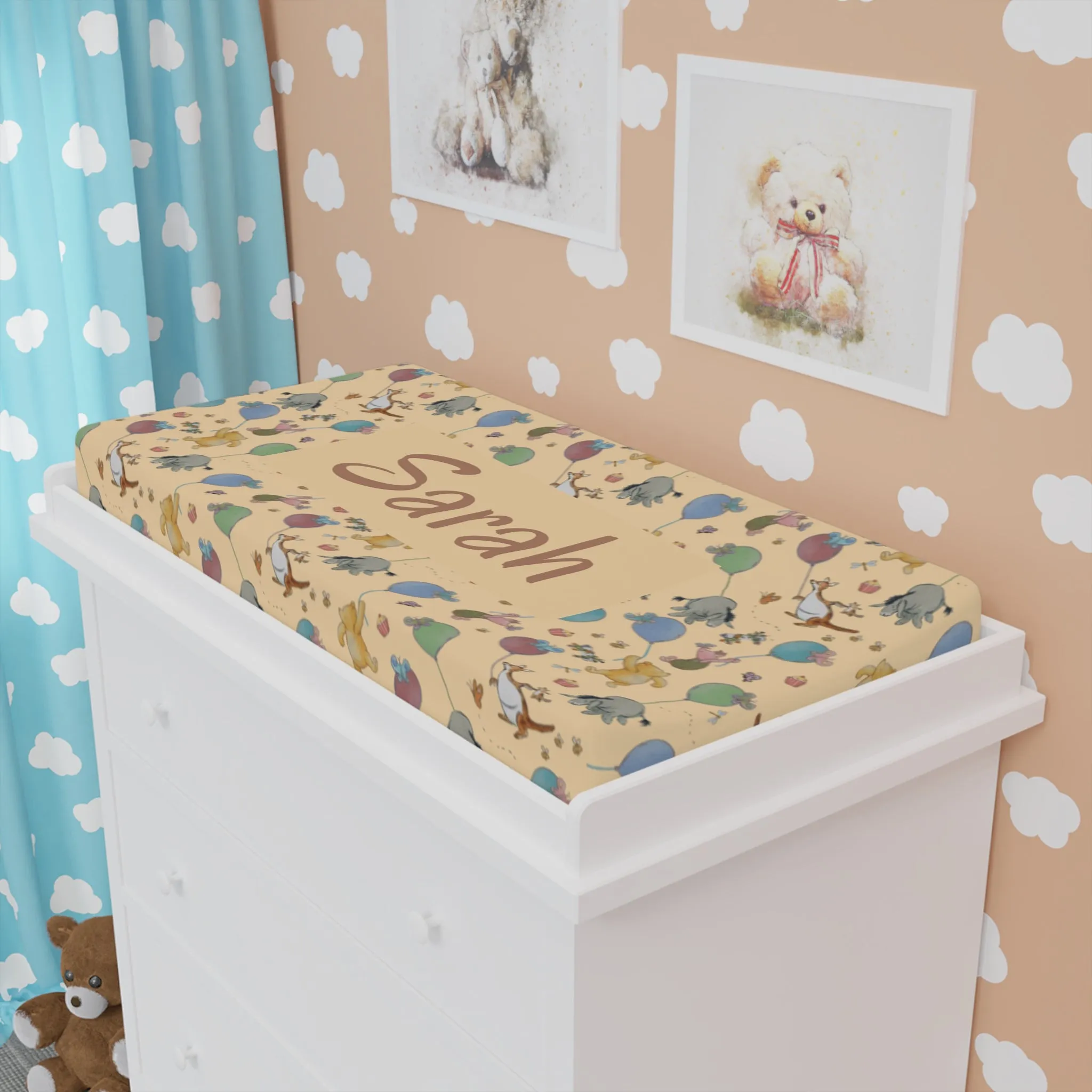 Beary Best Party Changing Pad Cover (INCLUDE CUSTOM NAME & FONT OPTION IN NOTES AT CHECKOUT)