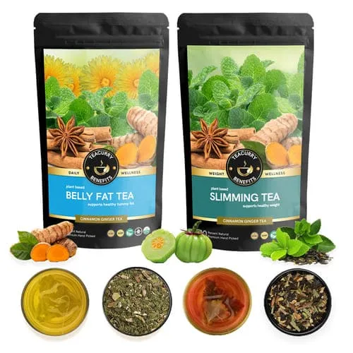 Belly Fat Tea and Slimming Tea Combo - For Weight Loss & Flatter Tummy