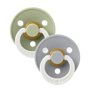 BIBS Colour Collection Glow Round Natural Pacifier Sage GLOW/Cloud GLOW - 2Pk