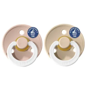 BIBS Pacifier Glow In The Dark Night 2 Pack - Blush & Vanilla