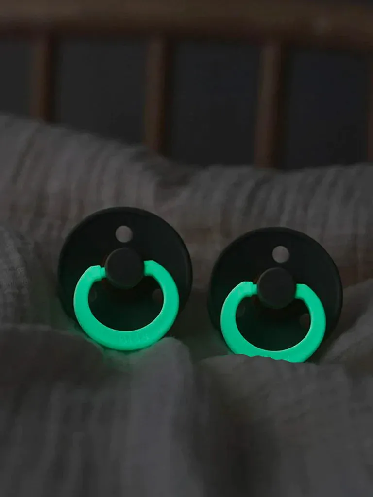 BIBS Pacifier Glow In The Dark Night 2 Pack - Blush & Woodchuck