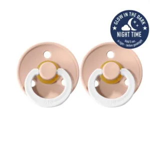 BIBS Pacifier Glow In The Dark Night 2 Pack - Blush