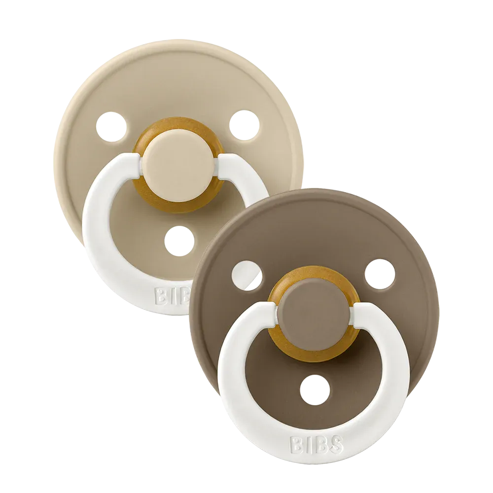 BIBS Pacifier Glow In The Dark Night 2 Pack - Vanilla & Dark Oak