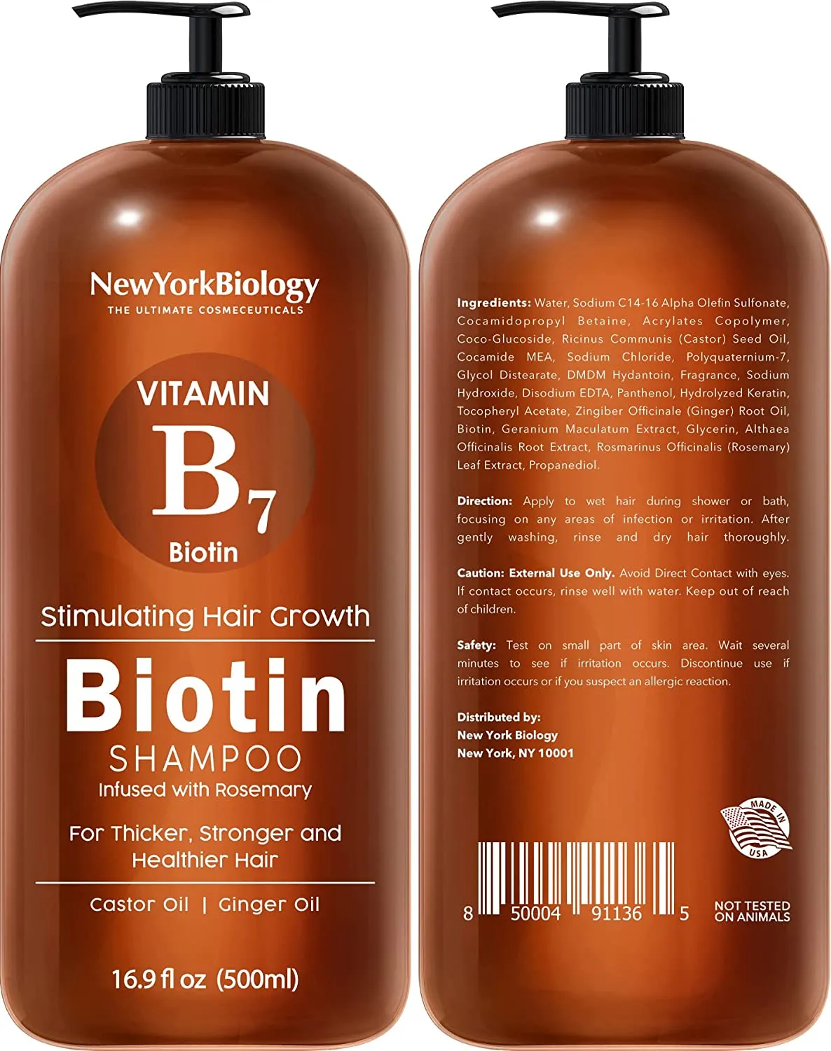 Biotin Shampoo and Conditioner Set for Hair Growth and Thinning Hair – Thickening Formula for Hair Loss Treatment – For Men & Women – Anti Dandruff - 16.9 fl Oz