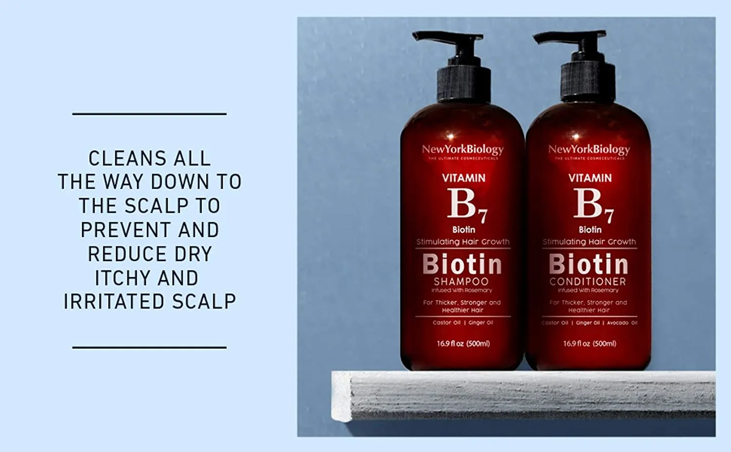 Biotin Shampoo and Conditioner Set for Hair Growth and Thinning Hair – Thickening Formula for Hair Loss Treatment – For Men & Women – Anti Dandruff - 16.9 fl Oz