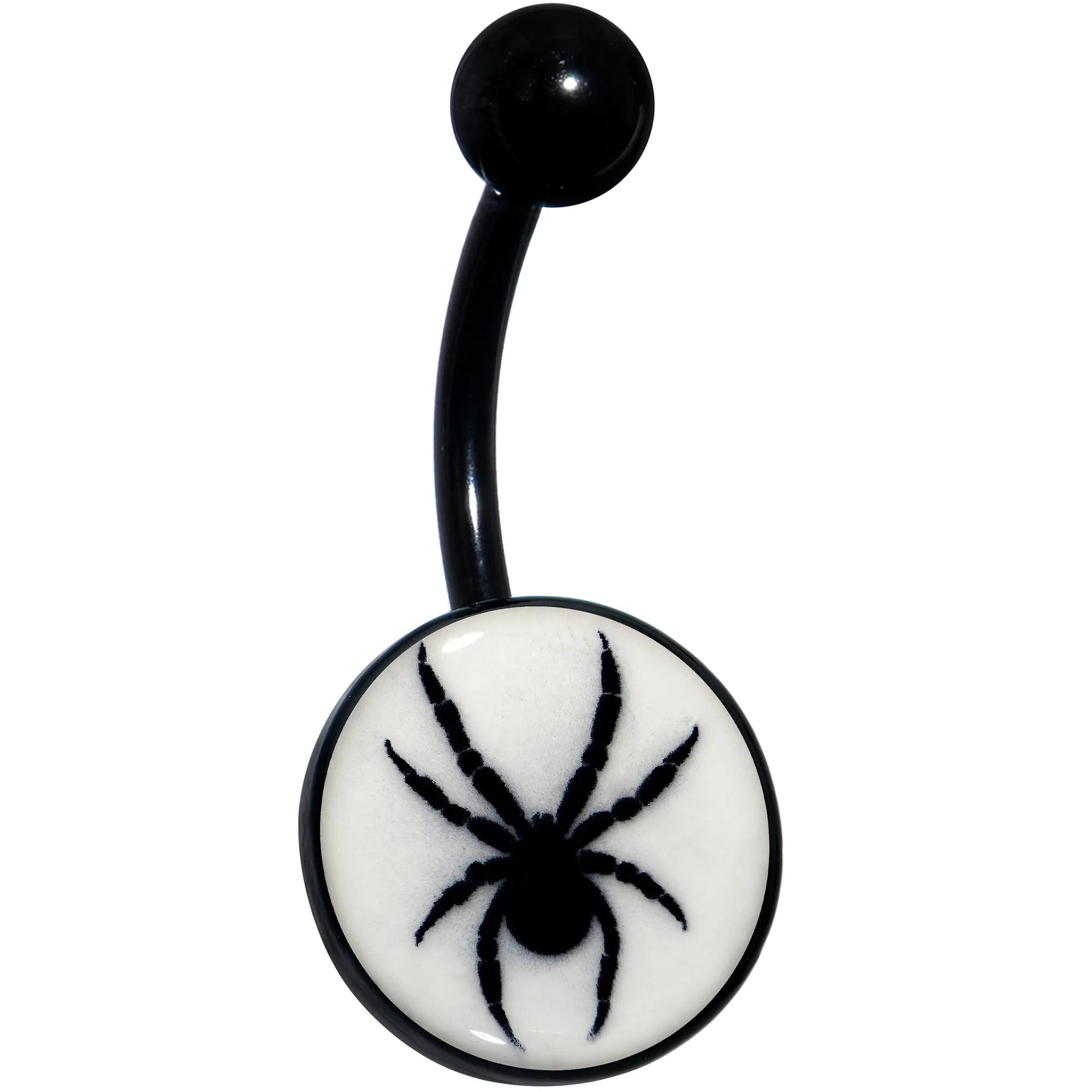 Black Glow in the Dark Black Widow Spider Belly Ring