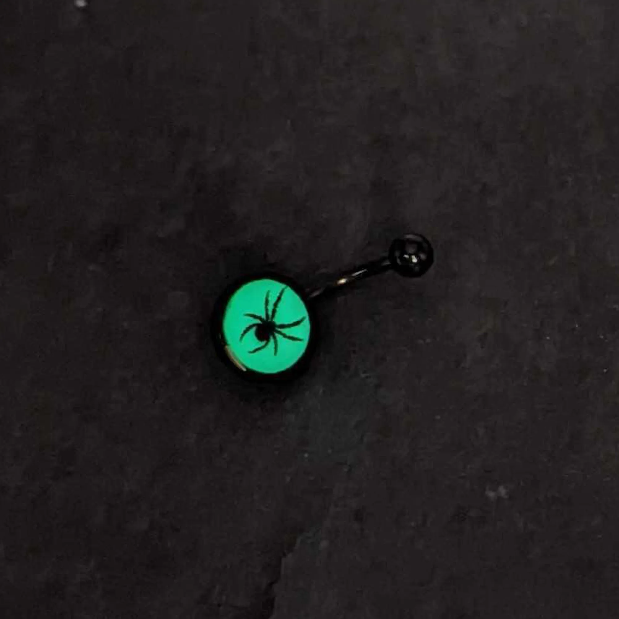 Black Glow in the Dark Black Widow Spider Belly Ring