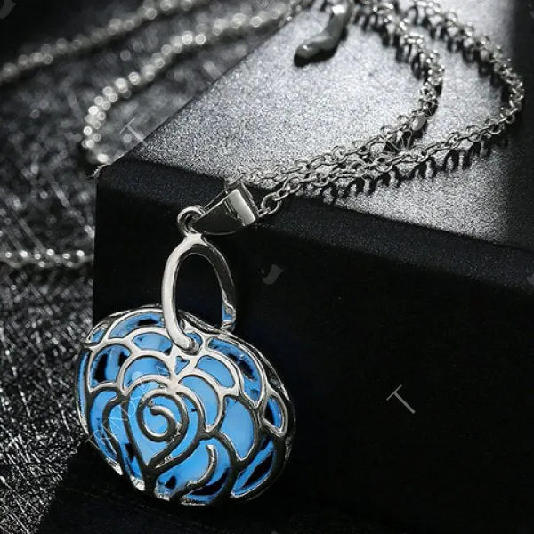 Blue Rose Case Glow-in-the-Dark Pendant Necklace