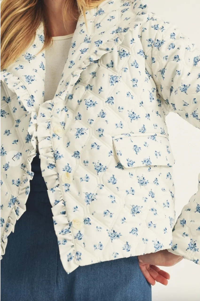 Blue Rose Puffer Jacket