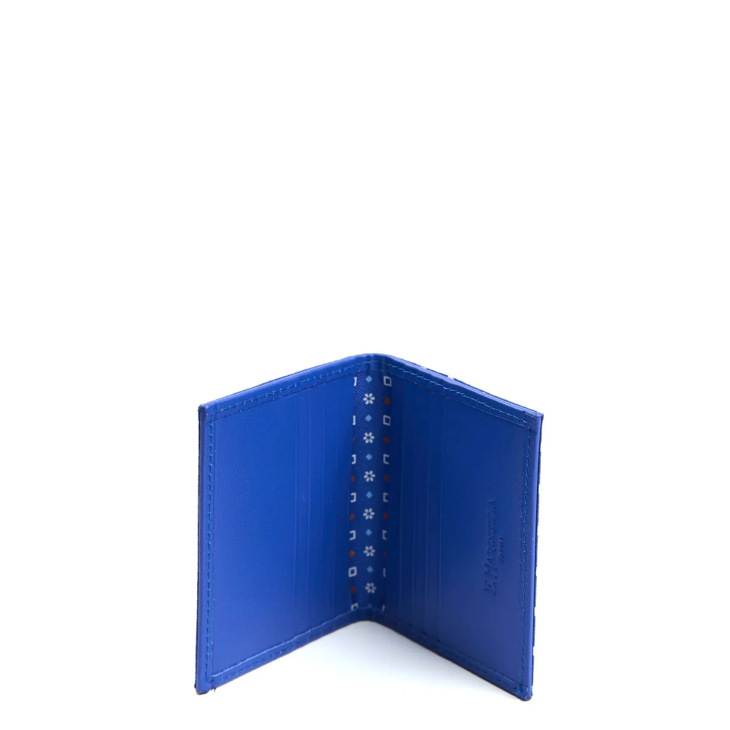 BLUETTE SILK AND LEATHER FOLDING CARD HOLDER
