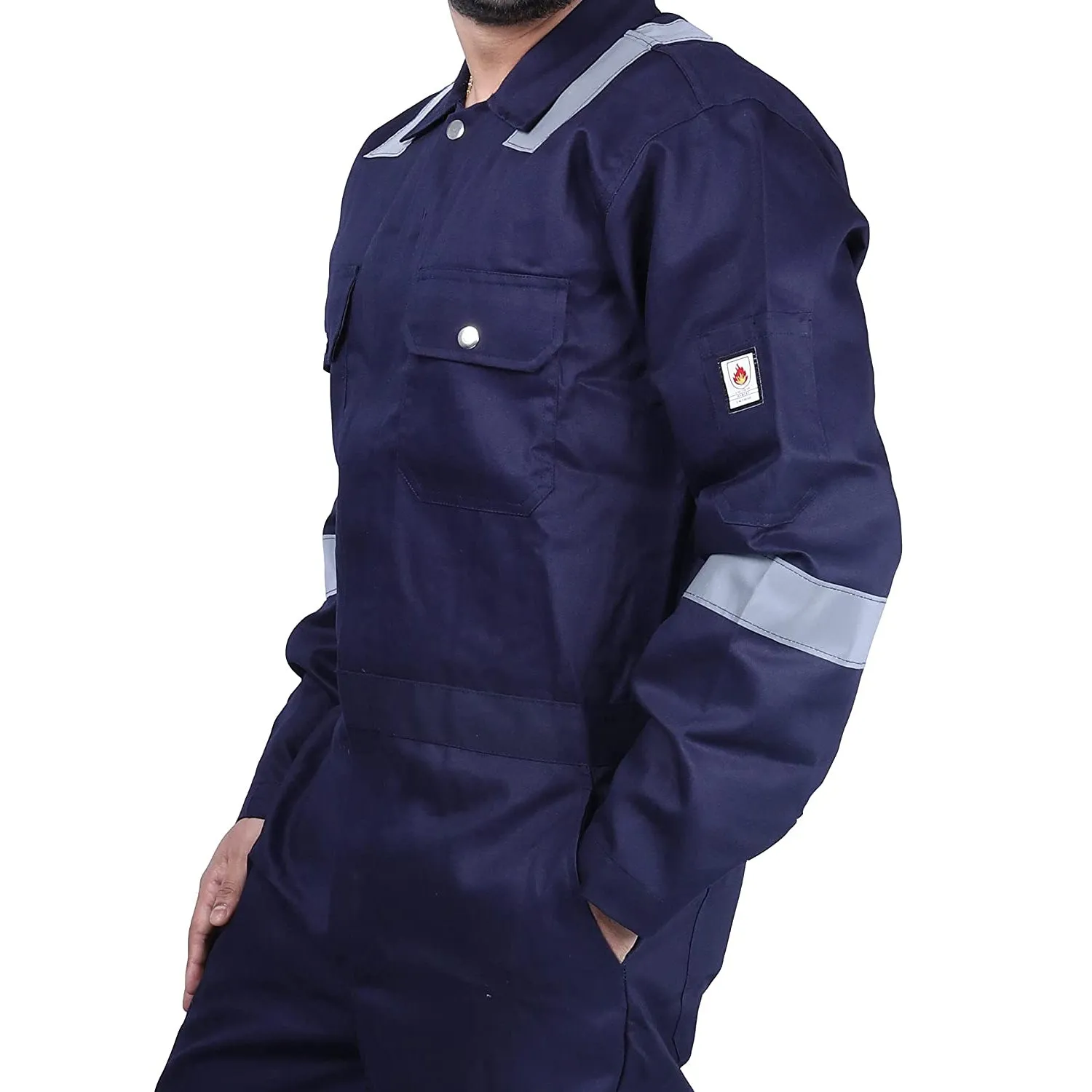 Boiler suits with reflective tape