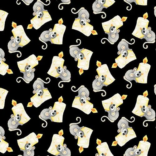 Boo! by Henry Glass Fabrics TOSSED MICE/BLACK-GLOW