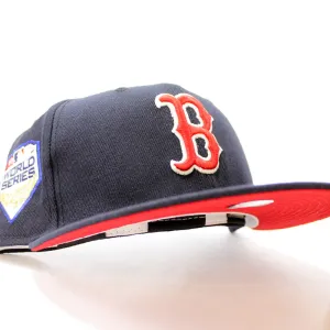 Boston Red Sox 2018 World Series New Era 59Fifty Fitted Hat (Glow in the Dark Navy Red Under Brim)