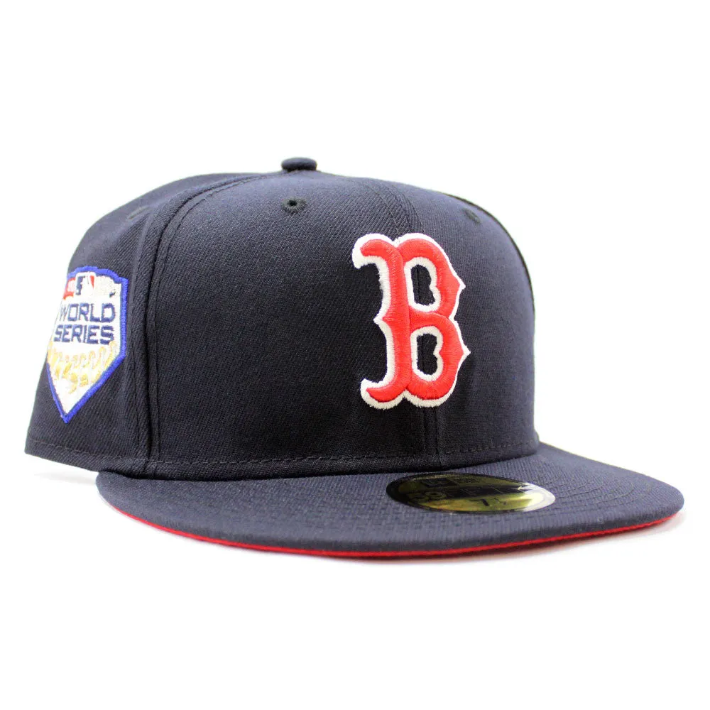 Boston Red Sox 2018 World Series New Era 59Fifty Fitted Hat (Glow in the Dark Navy Red Under Brim)