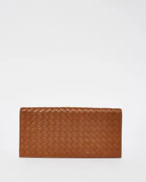 Bottega Veneta Camel Intrecciato Leather Billfold Long Wallet