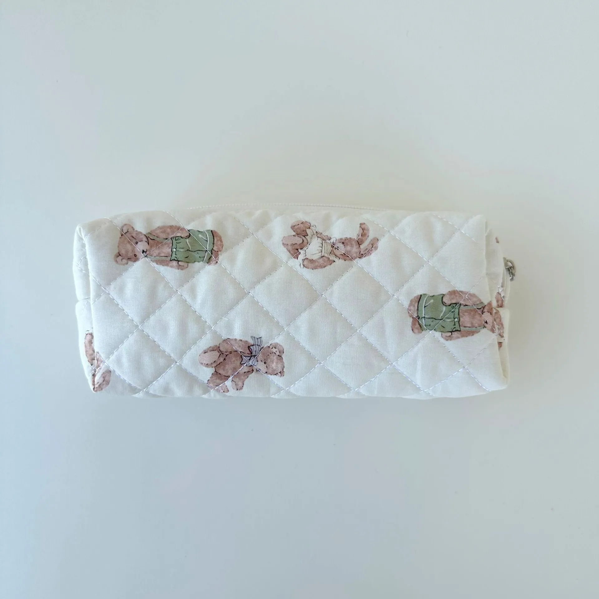 Brush Cotton Embroidery Quilted Large Capacity Pencil Cosmetic Bags