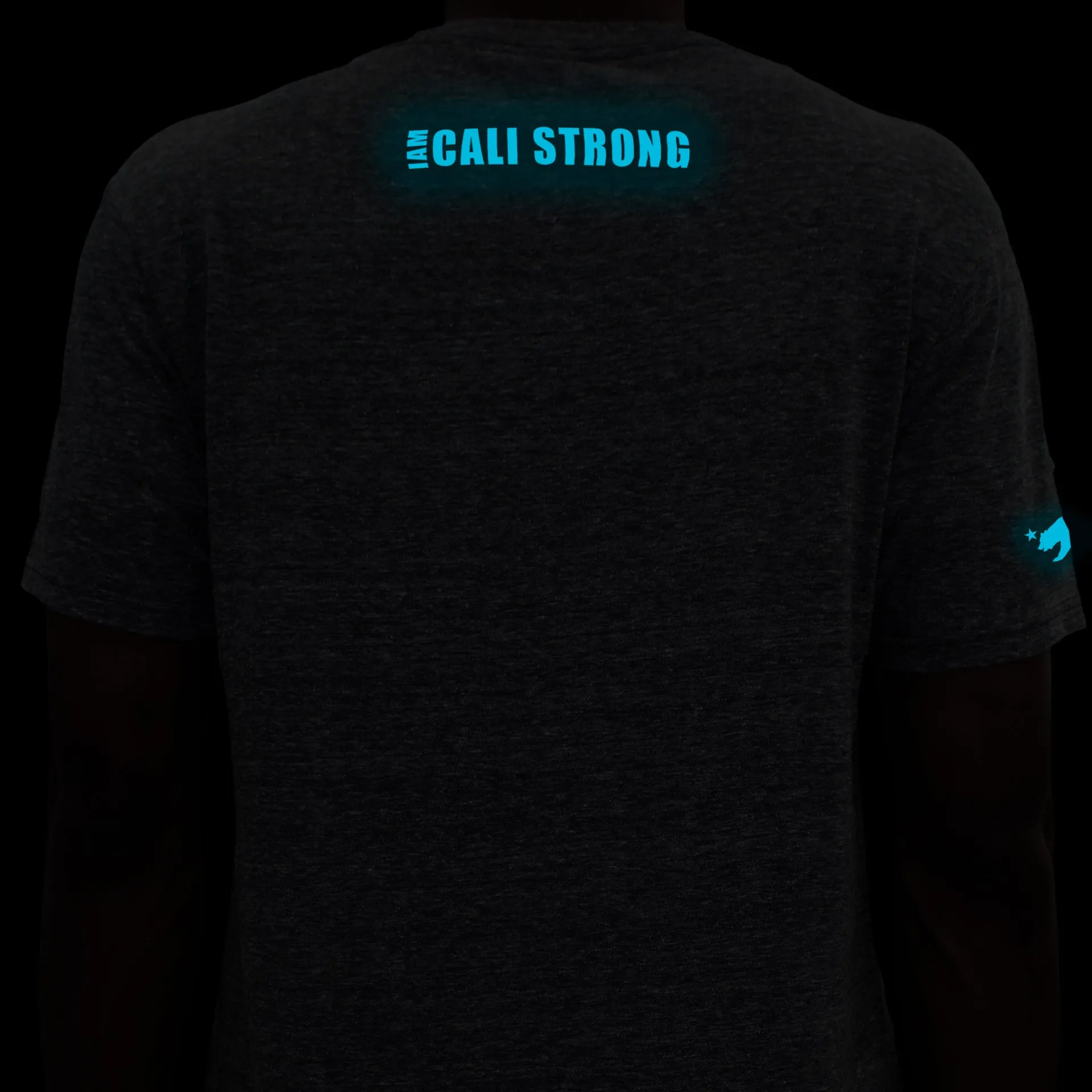 CALI Strong Crest USA Performance T-Shirt Heather Grey Glow in the Dark