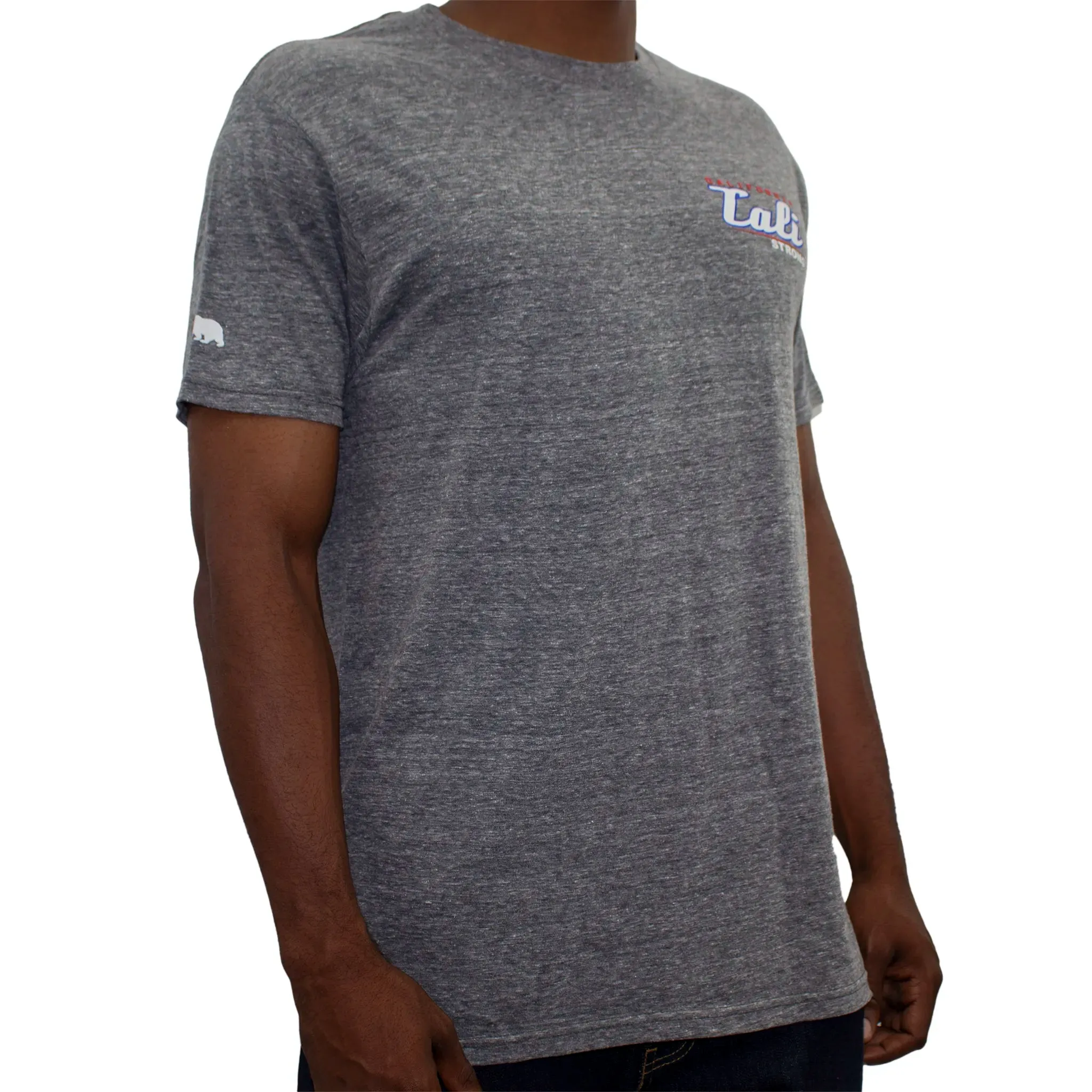 CALI Strong Crest USA Performance T-Shirt Heather Grey Glow in the Dark