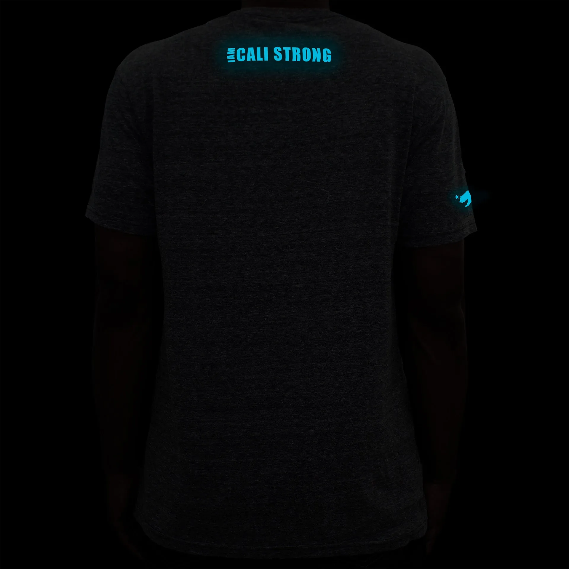 CALI Strong Crest USA Performance T-Shirt Heather Grey Glow in the Dark