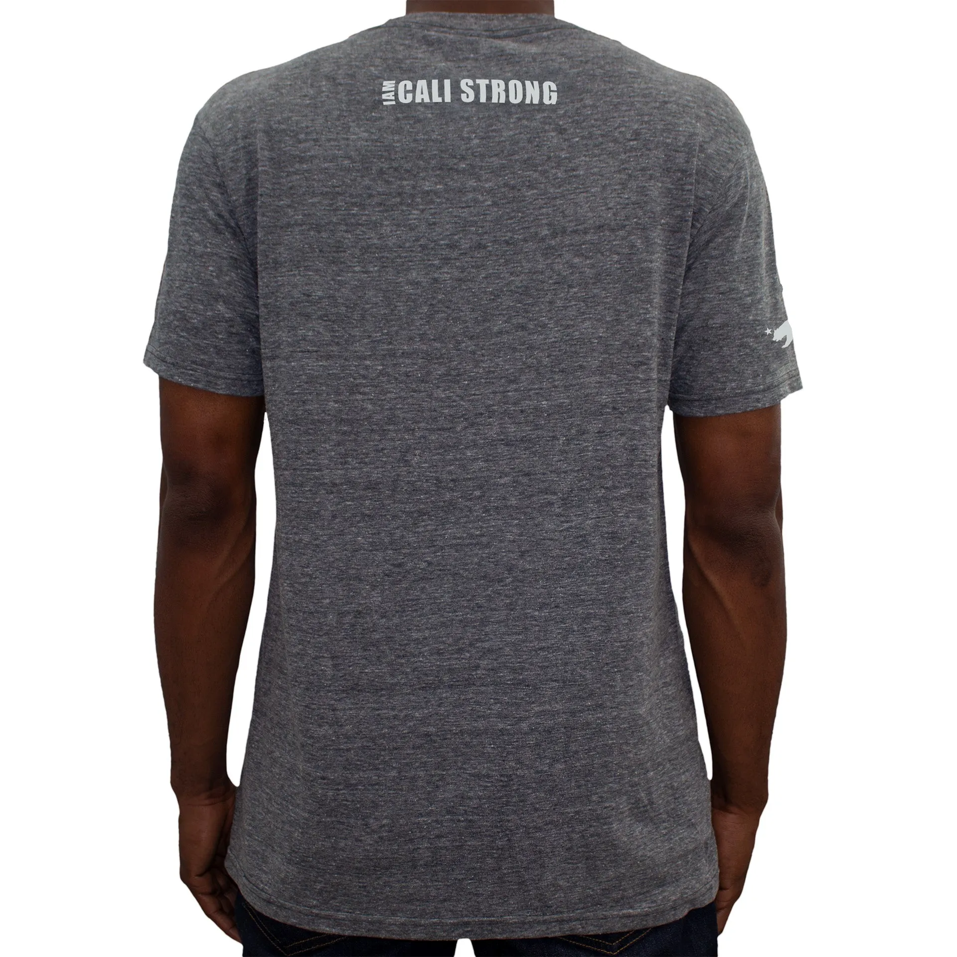CALI Strong Crest USA Performance T-Shirt Heather Grey Glow in the Dark