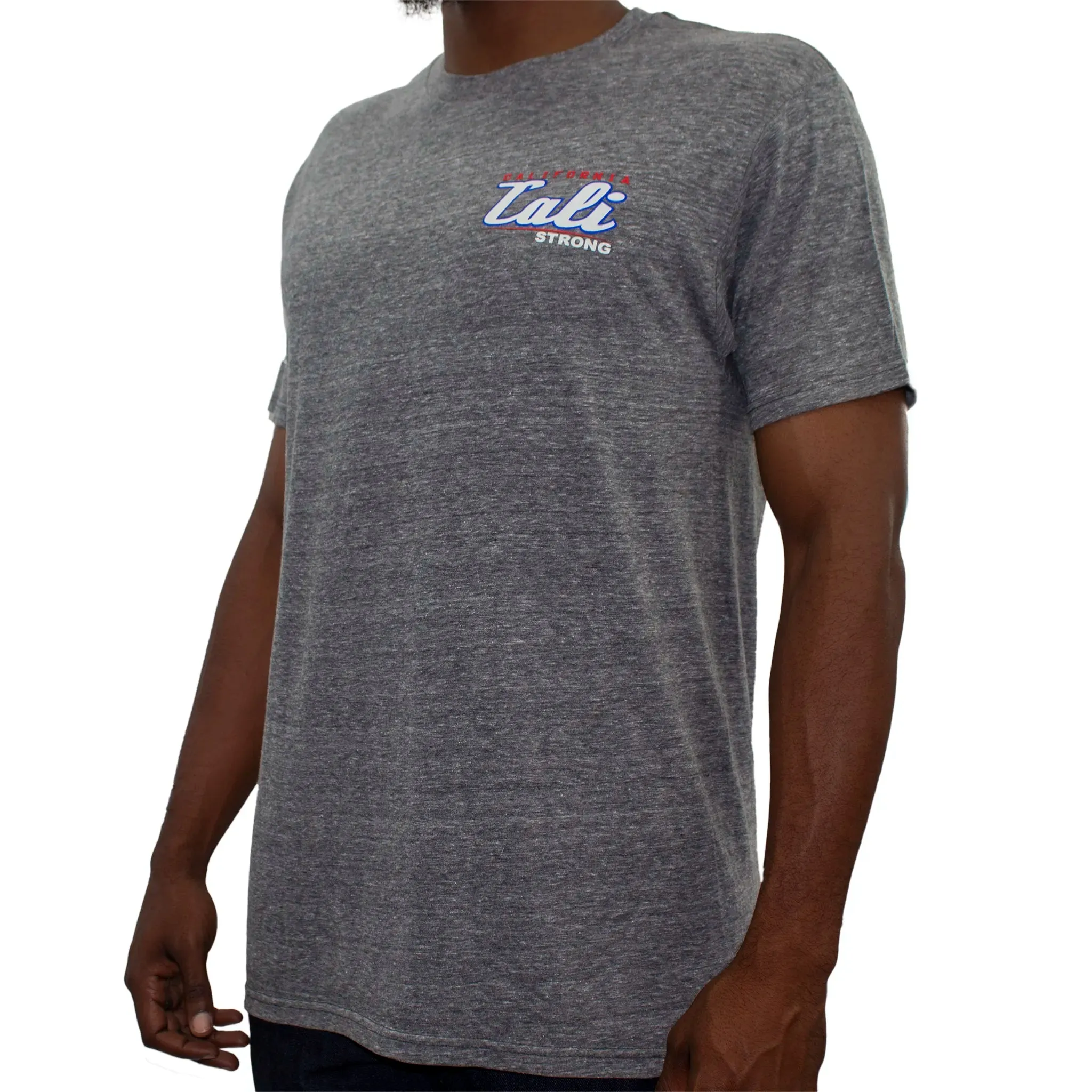 CALI Strong Crest USA Performance T-Shirt Heather Grey Glow in the Dark