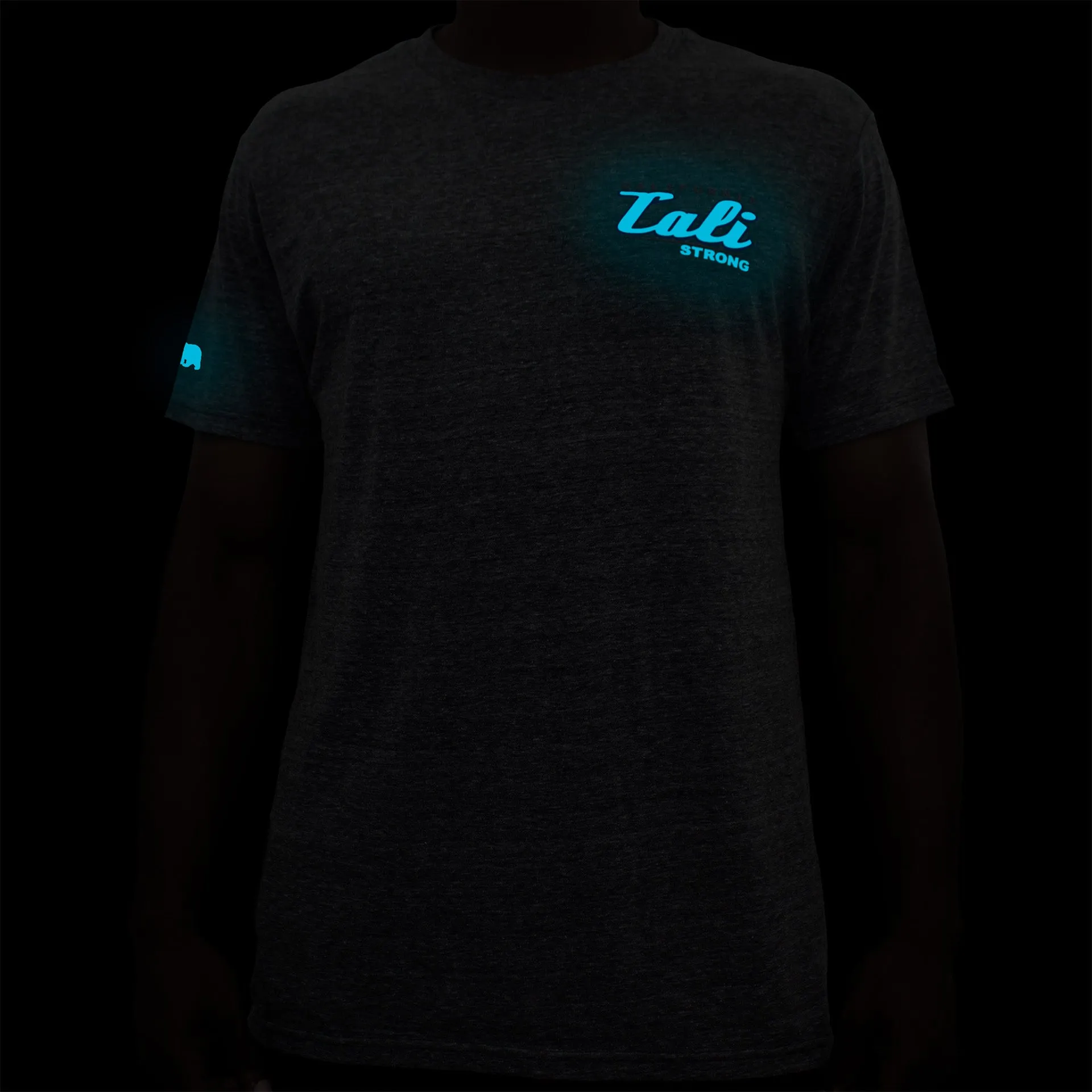 CALI Strong Crest USA Performance T-Shirt Heather Grey Glow in the Dark