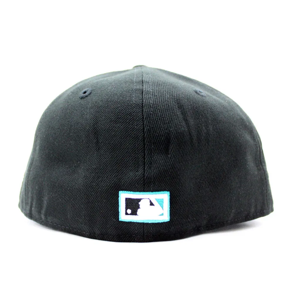 California Angels 1989 All-Star Game New Era 59Fifty Fitted Hat (Glow in the Dark Black Teal Under Brim)