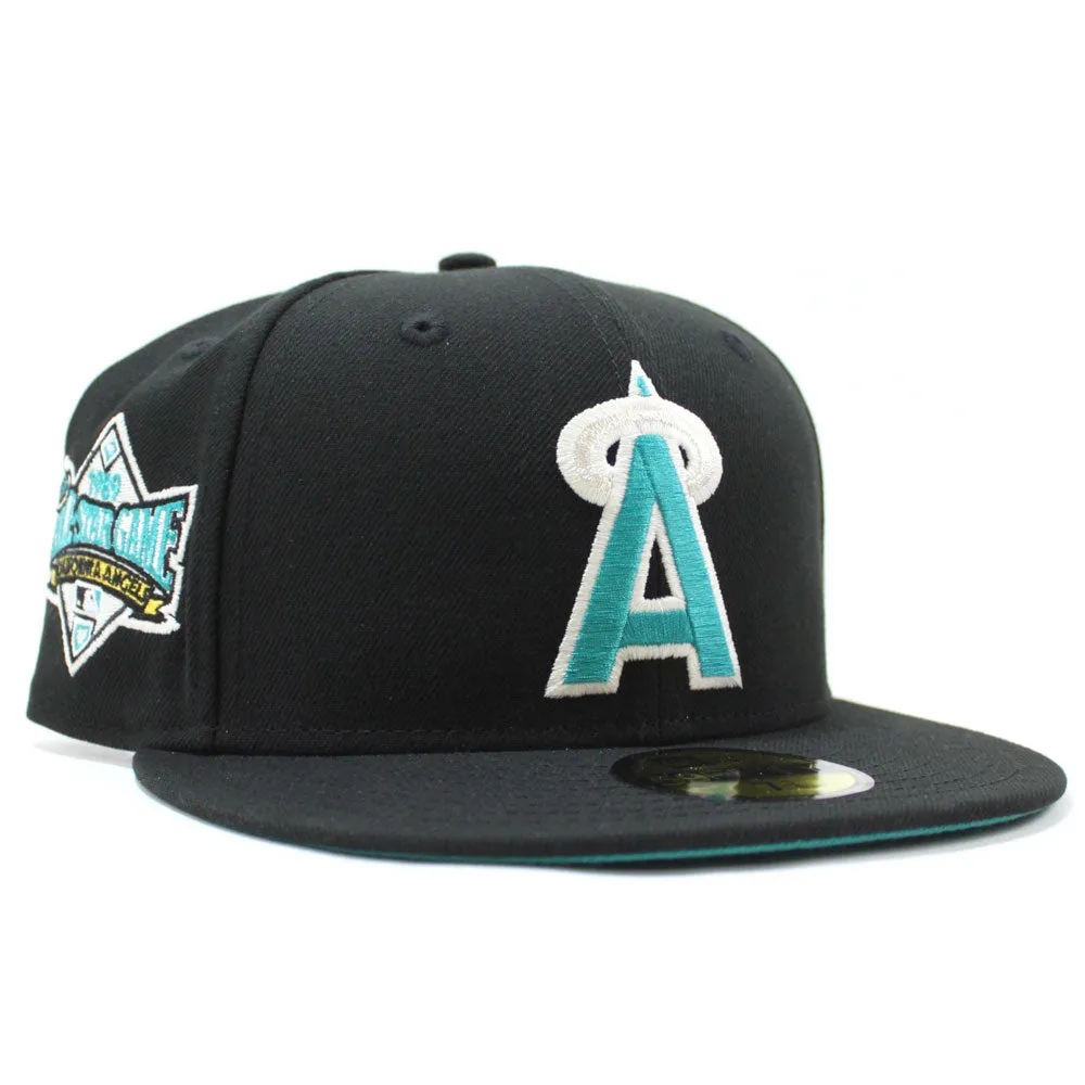 California Angels 1989 All-Star Game New Era 59Fifty Fitted Hat (Glow in the Dark Black Teal Under Brim)