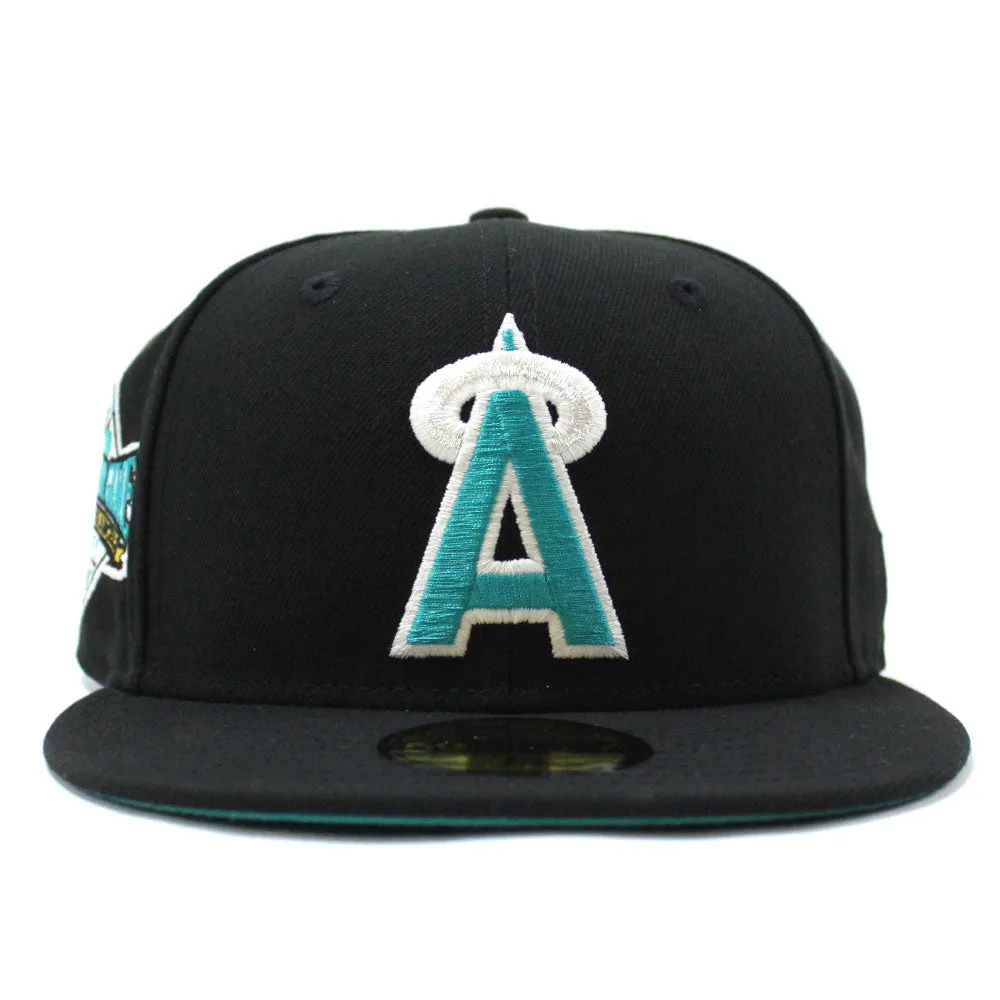 California Angels 1989 All-Star Game New Era 59Fifty Fitted Hat (Glow in the Dark Black Teal Under Brim)