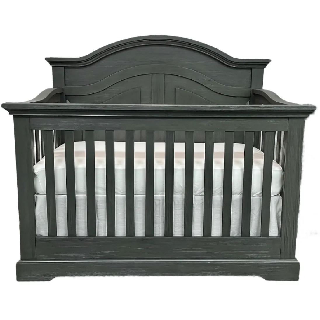 Camille Curved Convertible Crib Weathered Grey