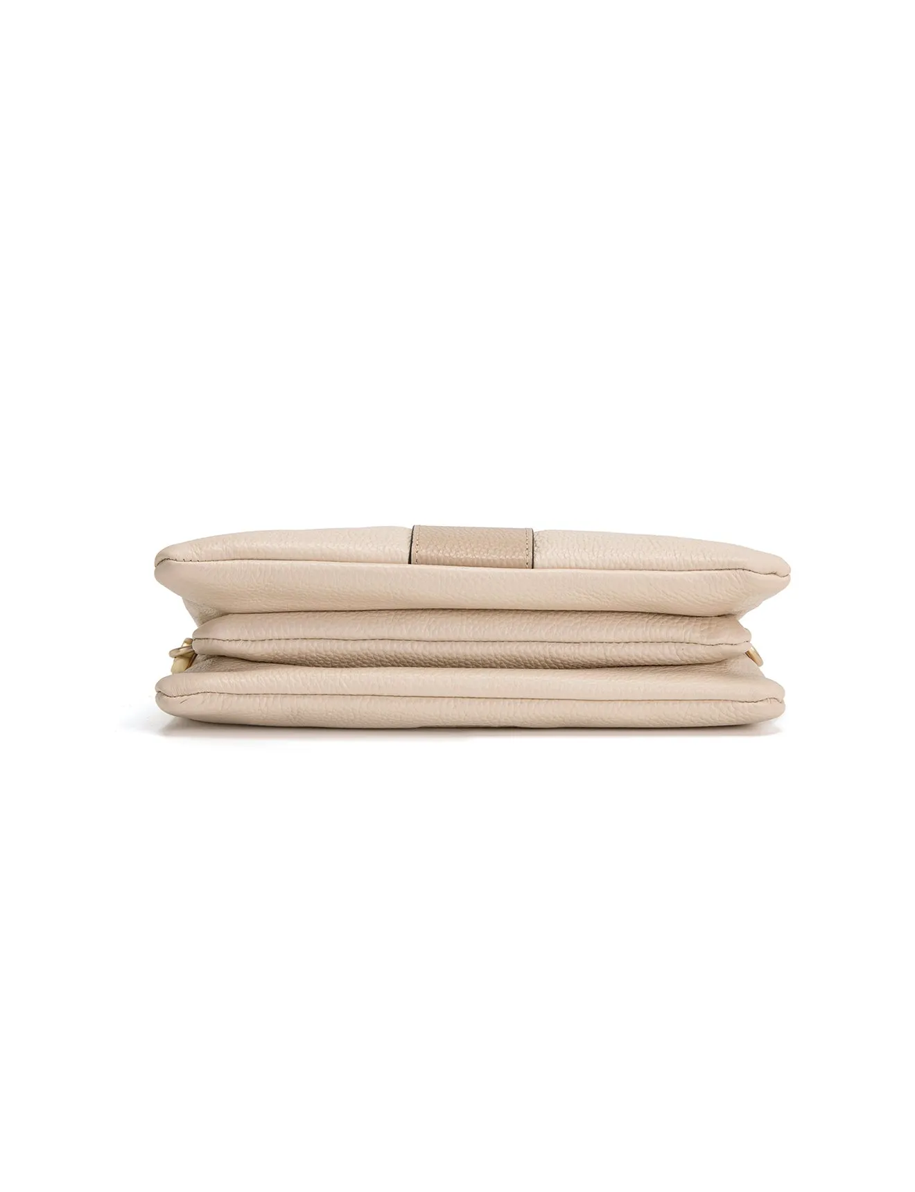 CANDICE LEATHER WALLET WITH SHOULDER STRAP- E1-0809-IVORY/PUTTY