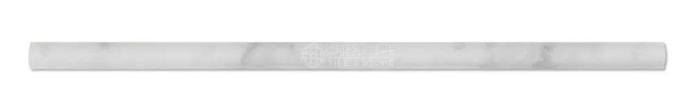 Carrara White Italian (Bianco Carrara) Marble 1/2 X 12 Pencil Liner Trim Molding (5, Honed)