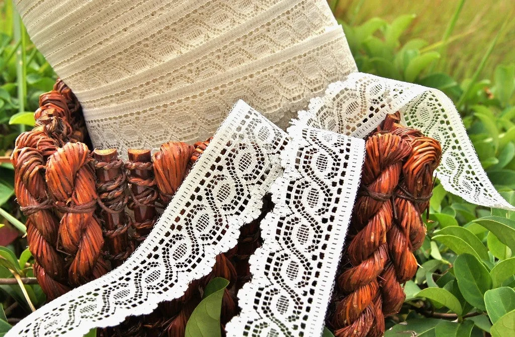 Chain-like Light Beige Scalloped Lace Trim 1⅝" wide