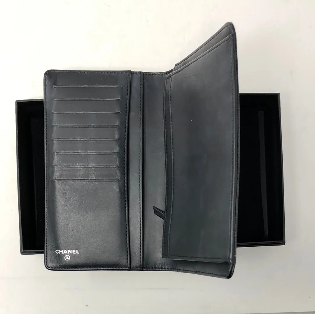 Chanel Black Caviar Fold Rectangle Wallet