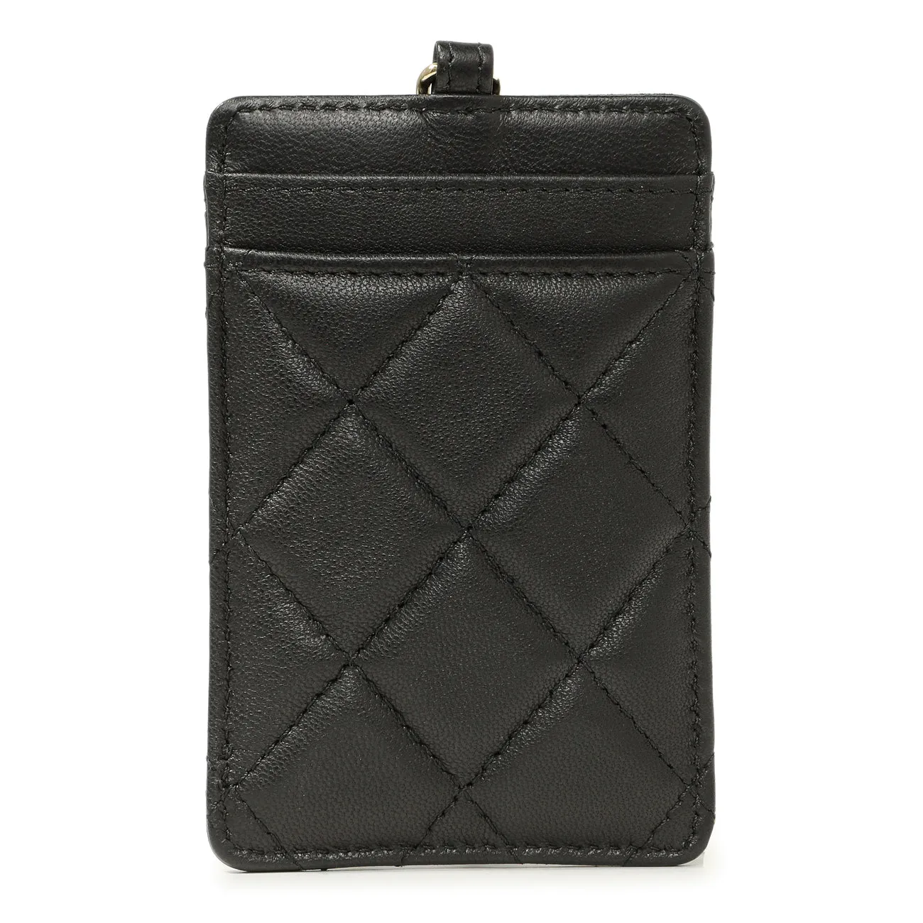Chanel Black Quilted Lambskin Card Holder on Chain