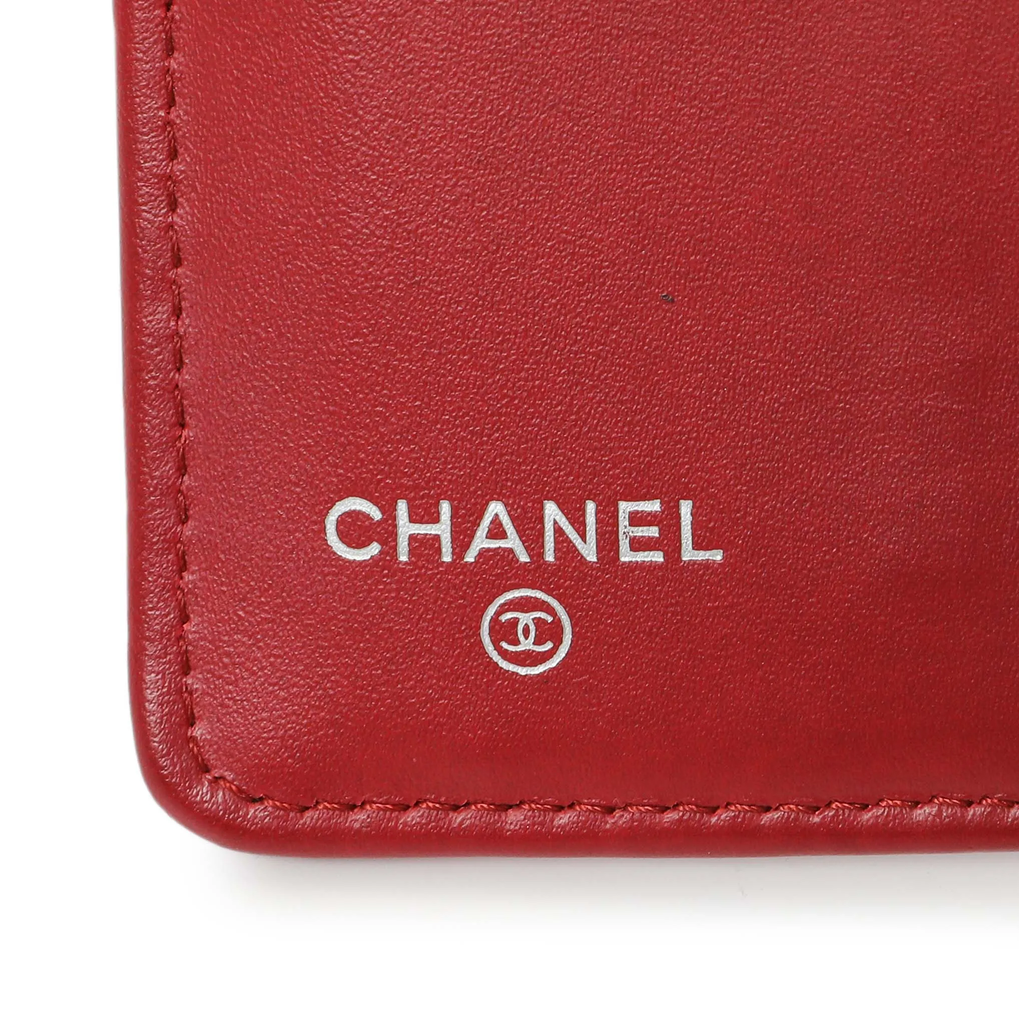 Chanel Red Quilted Caviar Yen Wallet