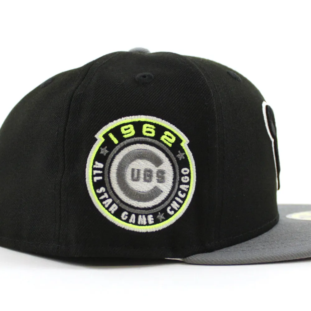 Chicago Cubs 1962 All Star Game New Era 59Fifty Fitted Hat (GITD Black Storm Grey Gray Under Brim)
