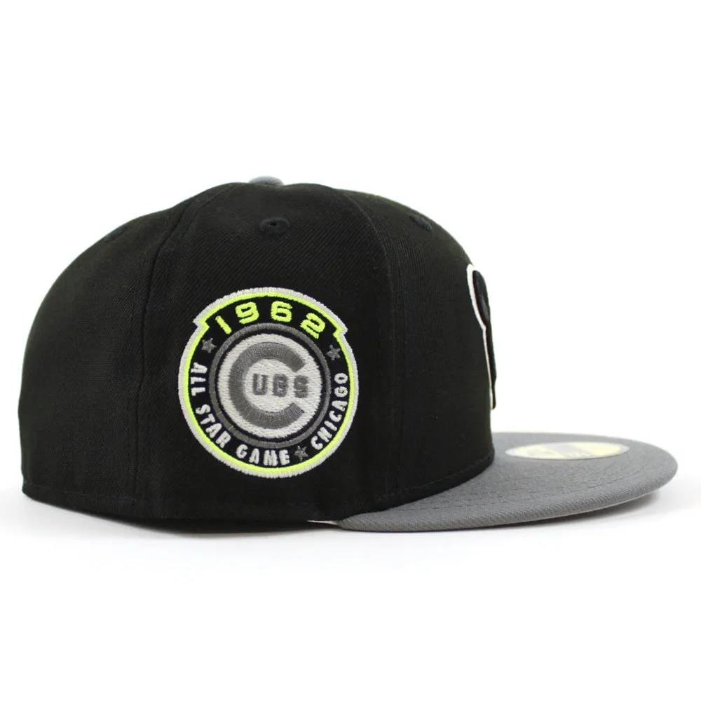 Chicago Cubs 1962 All Star Game New Era 59Fifty Fitted Hat (GITD Black Storm Grey Gray Under Brim)