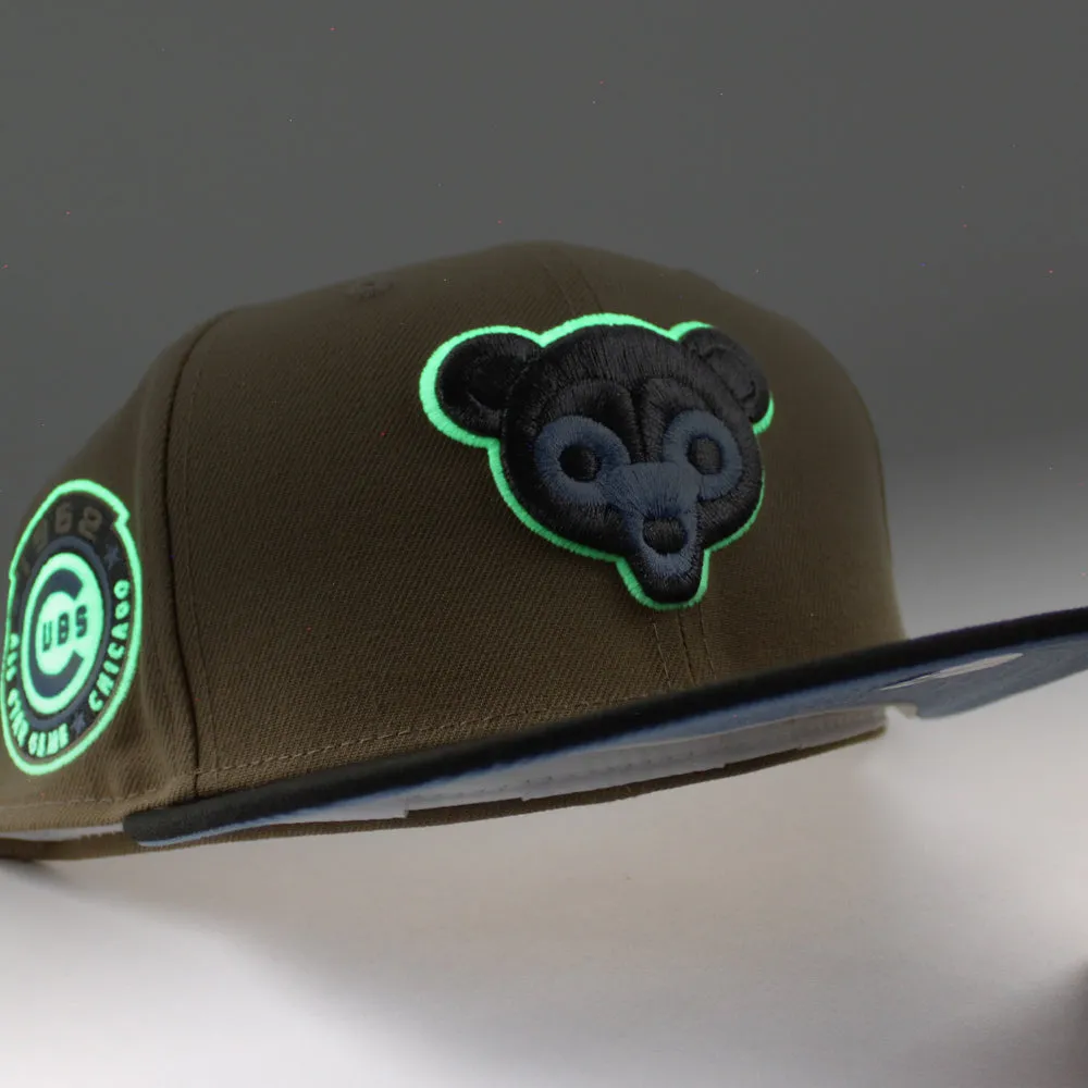 Chicago Cubs 1962 All Star Game New Era 59Fifty Fitted Hat (GITD Khaki Black Sky Blue Under Brim)