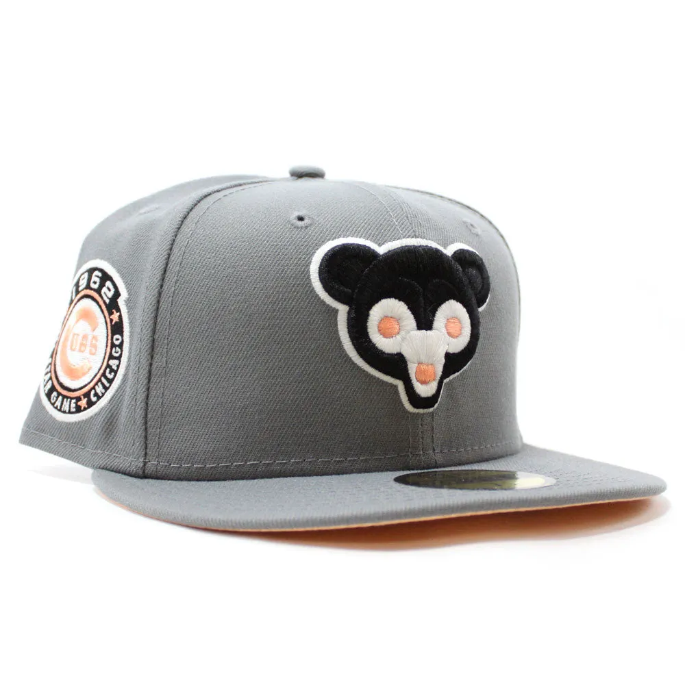 Chicago Cubs 1962 All Star Game New Era 59Fifty Fitted Hat (Glow in the Dark Smoke Gray Peaches Under Brim)