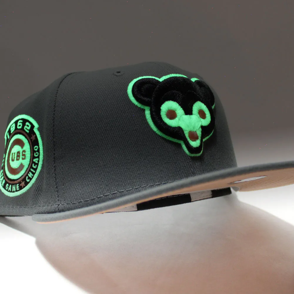 Chicago Cubs 1962 All Star Game New Era 59Fifty Fitted Hat (Glow in the Dark Smoke Gray Peaches Under Brim)