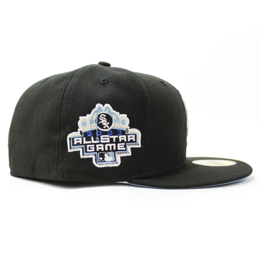 Chicago White Sox 2003 All-Star Game New Era Fitted 59Fifty Hat (Glow in the Dark Black Sky Blue Under Brim)