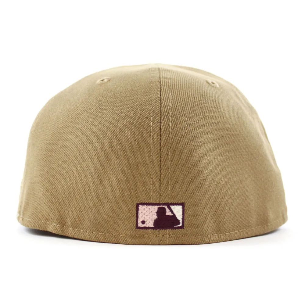 Chicago White Sox COMISKEY PARK New Era Fitted 59Fifty Hat (Glow in the Dark Khaki Camel Maroon Under Brim)