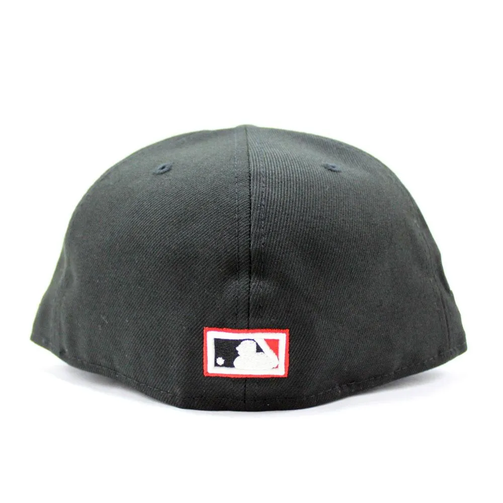 Chicago White Sox Deep Dish Comiskey Park Patch New Era Fitted 59Fifty Hat (GITD Black Red Under Brim)