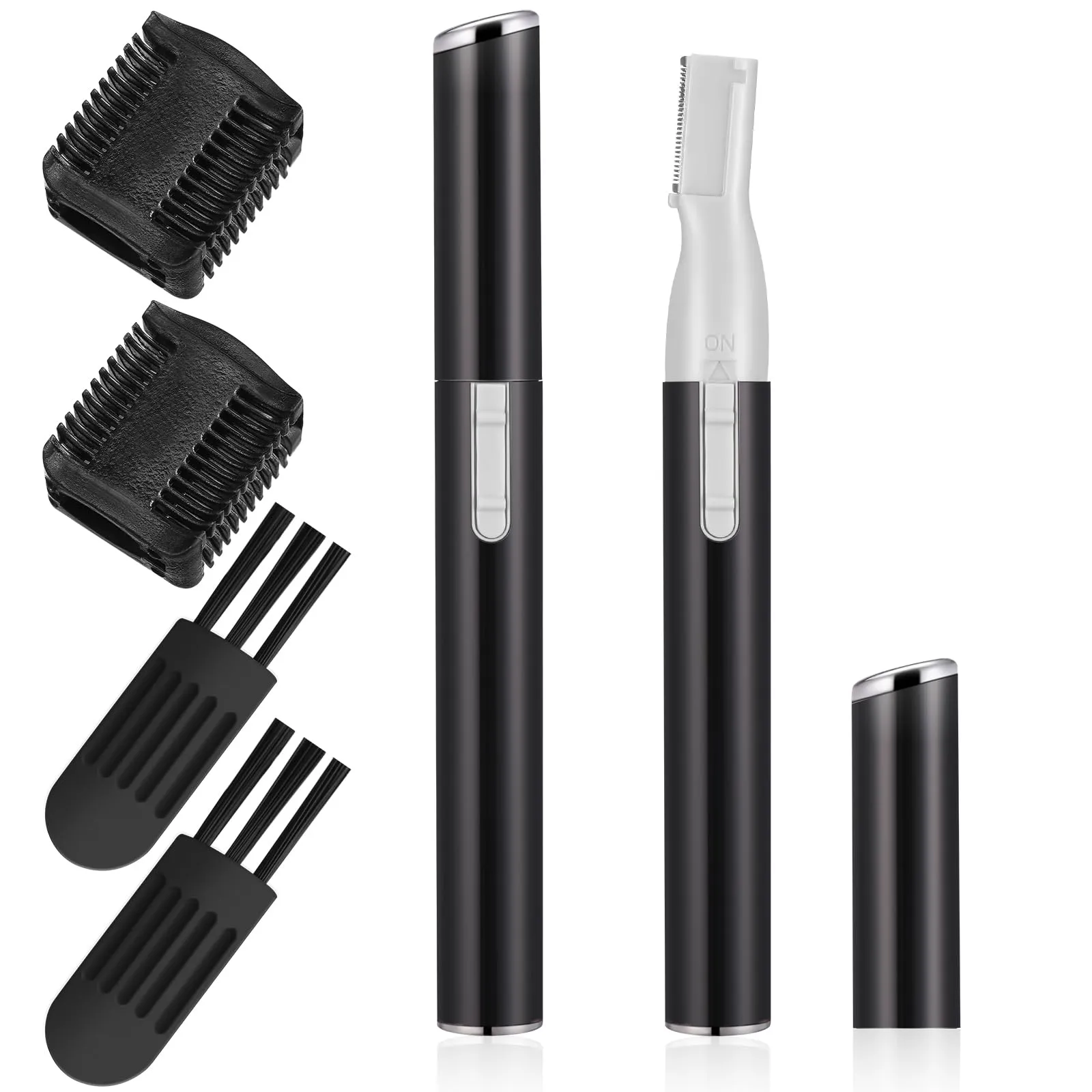 Chumia 2 Pcs Electric Eyebrow Trimmer Women Precision Face Razors Mini Shaver with Comb Christmas Women Gift Battery Operated Personal Epilator for Face Neck Fuzz Lips Leg(Black)
