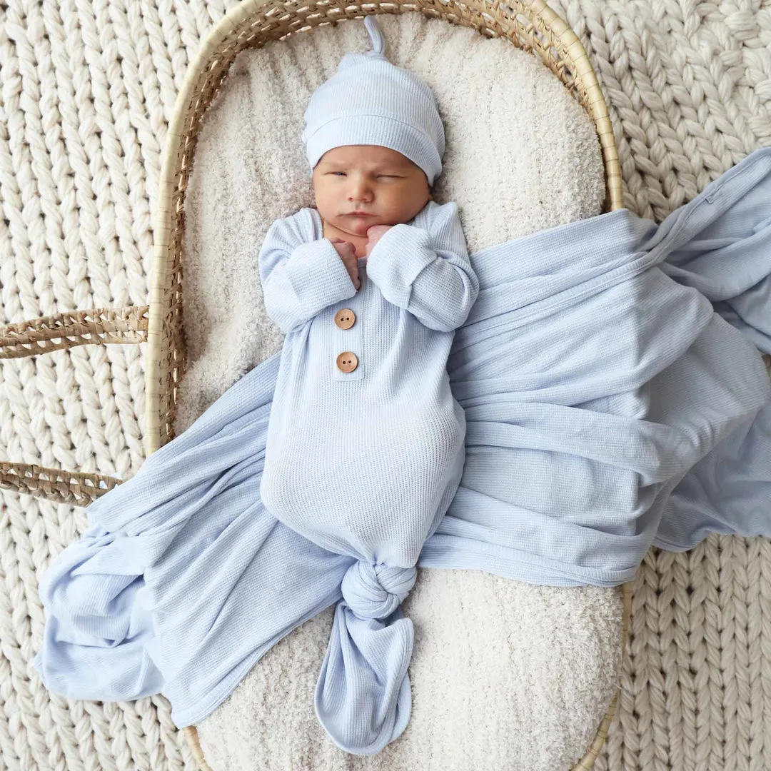 CL Knot Gown | Ice Blue Waffle
