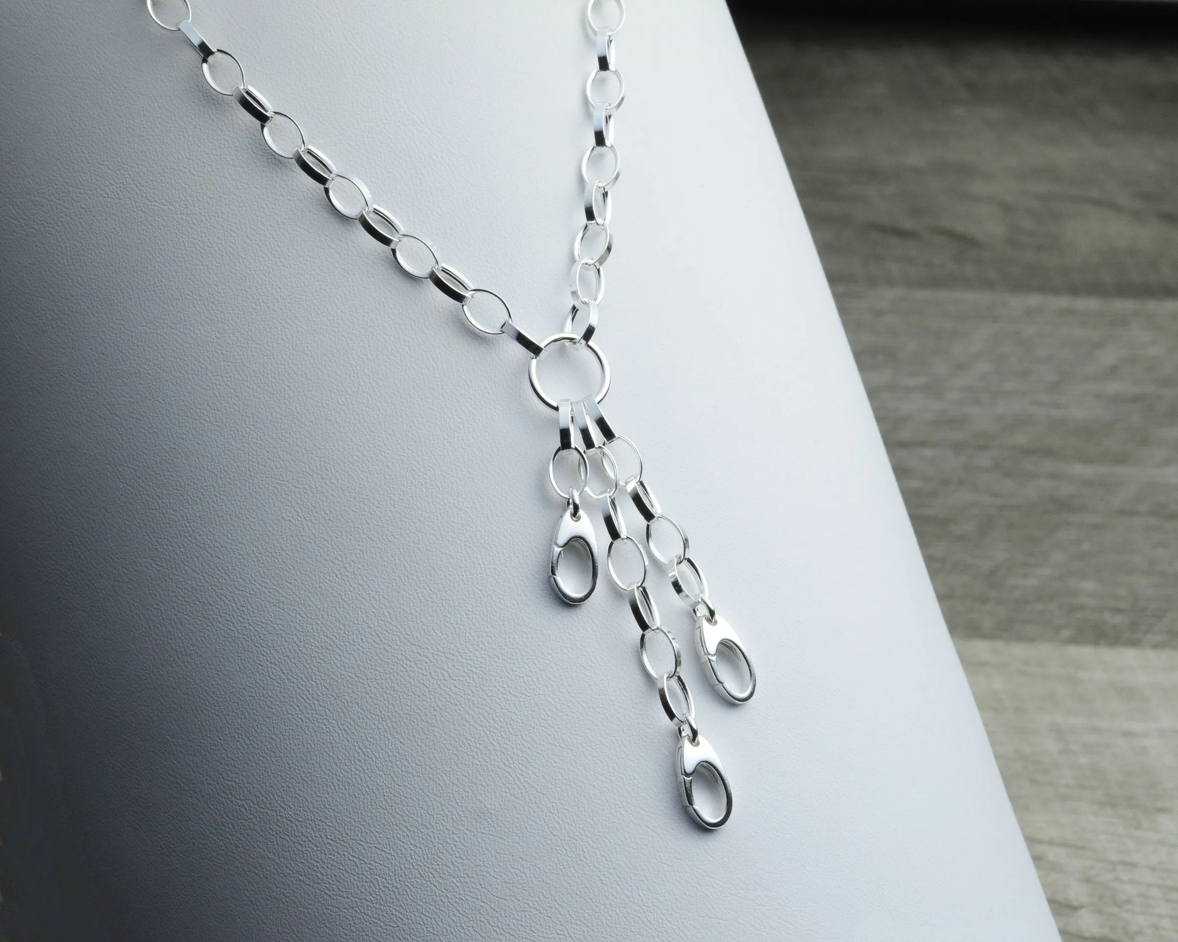 CLASSIC SILVER CHARM NECKLACE - 4 CHARM HOLDERS