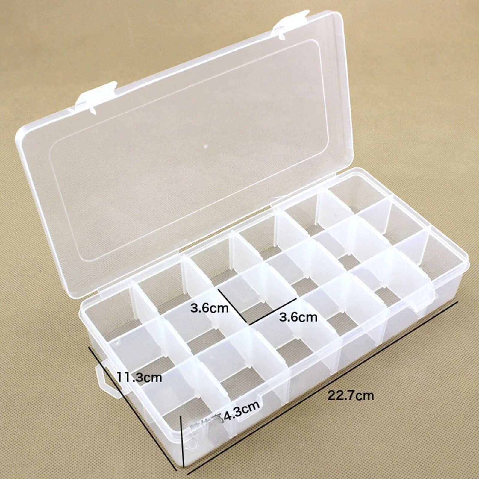 Clear Plastic Storage Case - 18 compartments | 227mm x 113mm