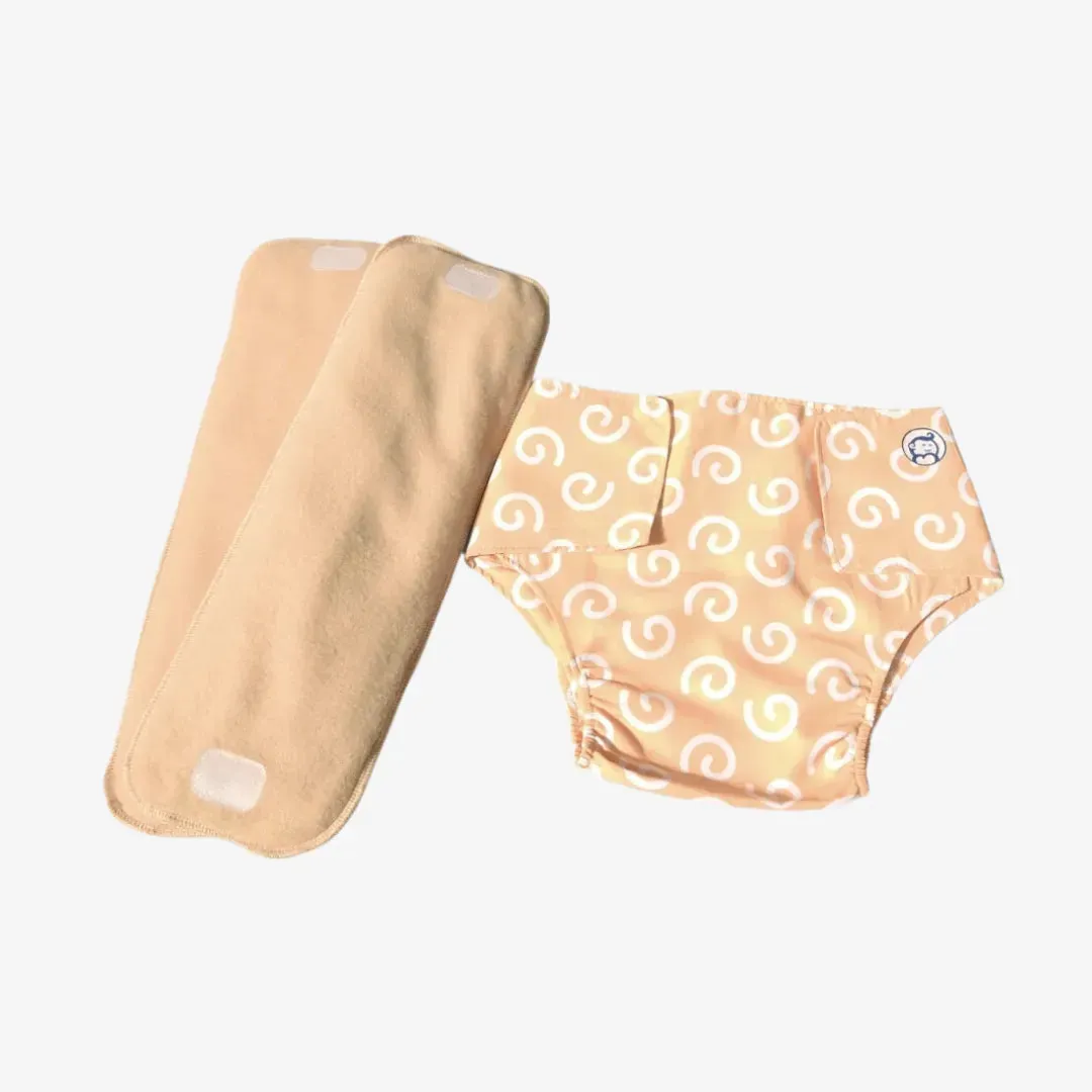 Cloth Diaper | Swirly Whirly | Velcro Closure | Wrap On Style | With 2 Diaper Pads Free