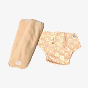 Cloth Diaper | Swirly Whirly | Velcro Closure | Wrap On Style | With 2 Diaper Pads Free